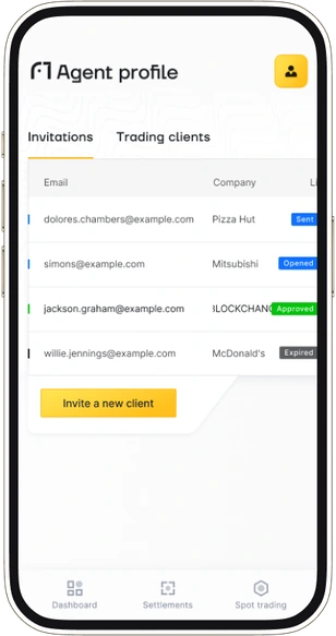 Agent profile on mobile, invitation list