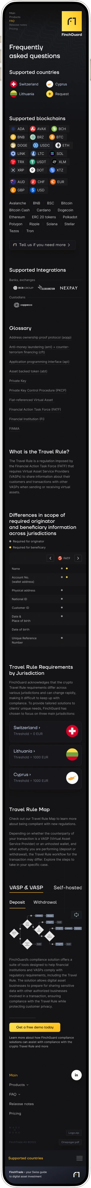 FAQ page on mobile
