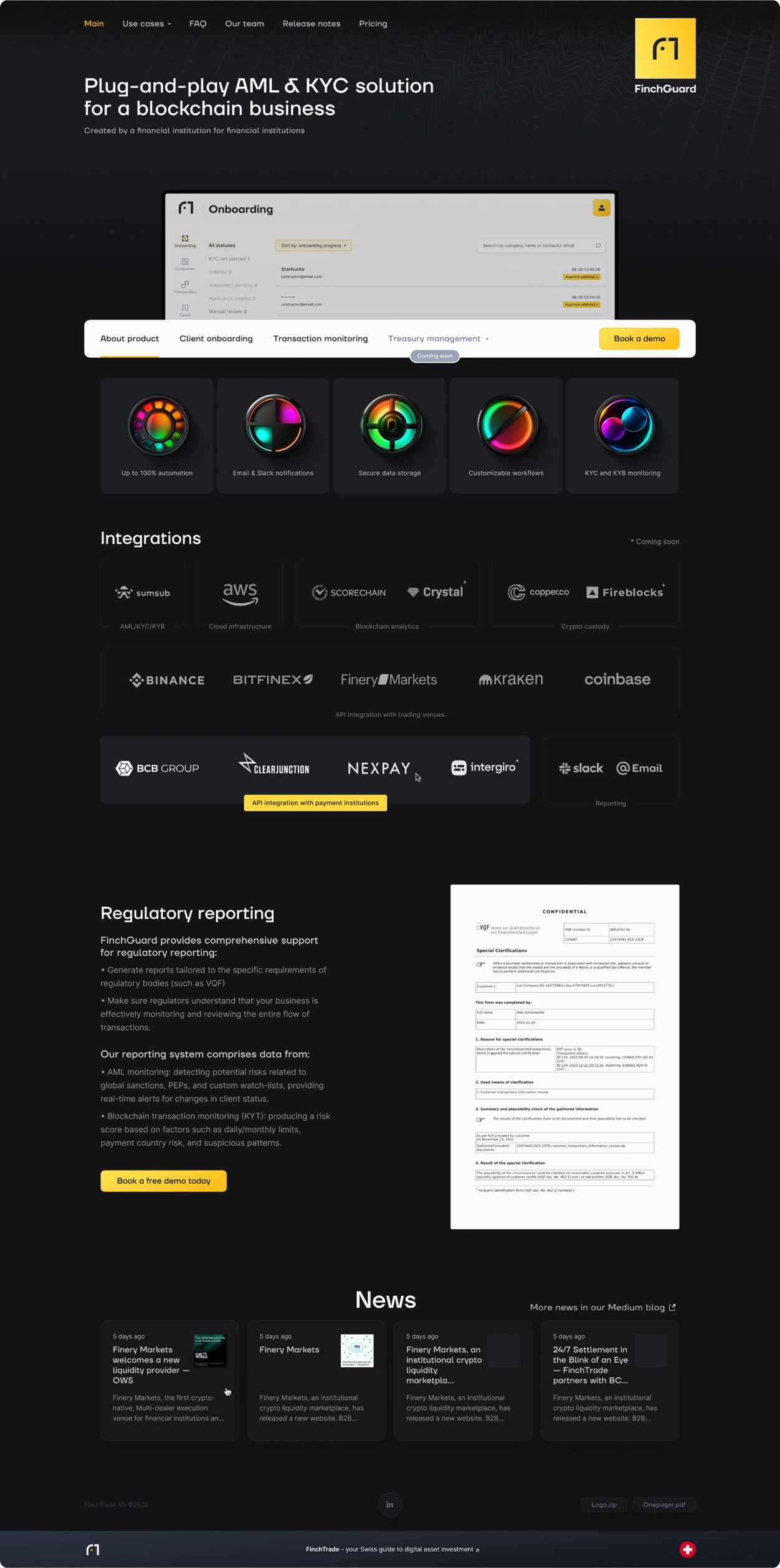 Home page of the product website, desktop