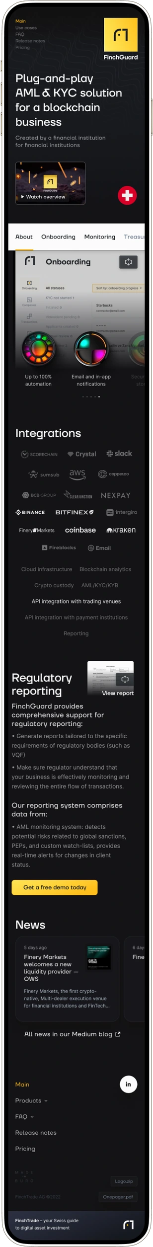 Home page on mobile